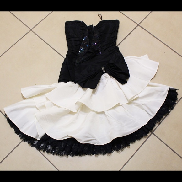 black and white 80s dress